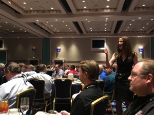 Those that sat in the back of the hall during 2017 keynote speaker Laura Katen's speech might have thought they were safe from participation. Keaton had other ideas walking among the many tables setup and calling on unsuspecting volunteers.