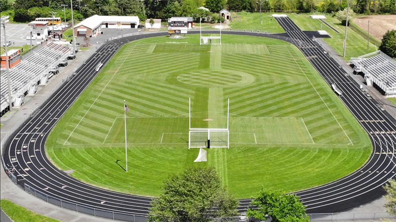 Andrew Miller, advisor for the Brentsville High School turfgrass management program, won the Sports Turf Manager Association's mowing patterns contest. Miller’s winning design at Donald Lambert Field in Nokesville, Va., is called "Nations Largest Classroom." (Photo: STMA)