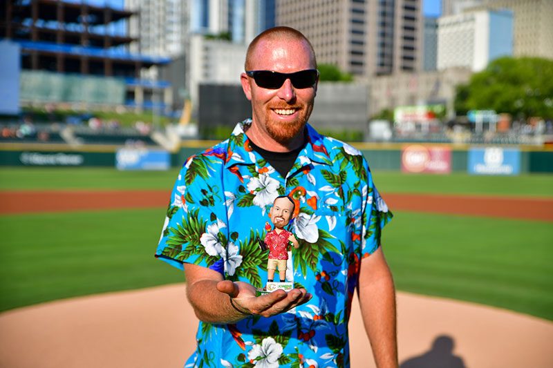 Matt Parrott is a three-time Sports Turf Manager of the Year. In 2019, the Charlotte Knights honored Parrott with his own bobblehead giveaway. (Photo: Laura Wolff/Charlotte Knights)