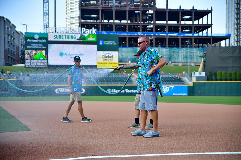 Matt Parrott (right) says the growing season wasn't without its own challenges. (Photo: Laura Wolff/Charlotte Knights)