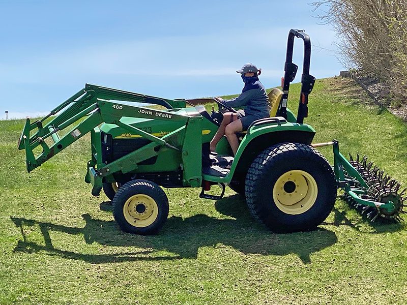 Roesslein aerates hills at 14-acre North Area Athletic Complex in Arvada, Colo. (Photo: Christi Clay)