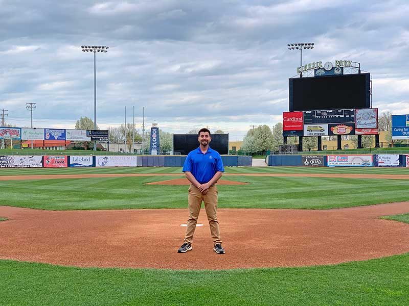 Drew Maskey became the director of turf management last summer for the Lake County Captains, the high-A affiliate of the Cleveland Indians in Eastlake, Ohio. (Photo: ATN Staff)