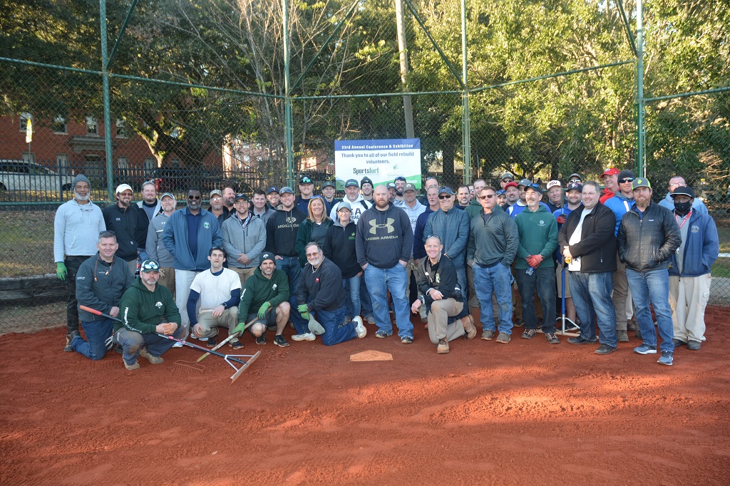 Volunteers from STMA, Project EverGreen and the Chatham County Parks & Recreation Department refurbished the baseball field at Mother Mathilda Beasley Park in Savannah, Ga. (Photo credit: Steve and Suz Trusty)