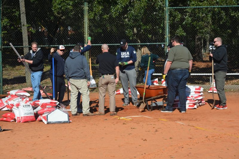 Volunteers from STMA, Project EverGreen and the Chatham County Parks & Recreation Department refurbished the baseball field at Mother Mathilda Beasley Park in Savannah, Ga. (Photo credit: Steve and Suz Trusty)