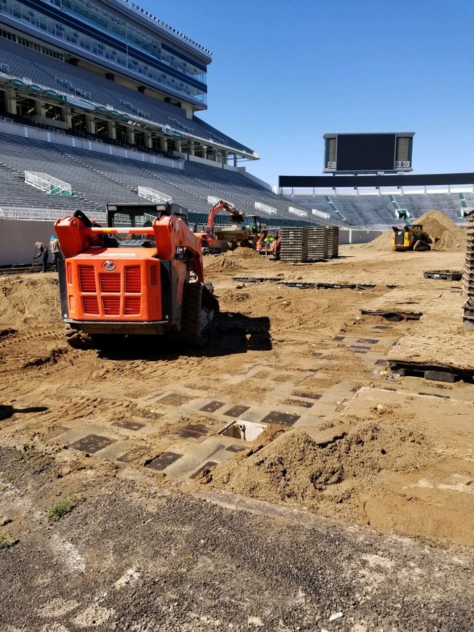 Construction of the new natural turf field at Spartan Stadium. Photo: Amy Fouty